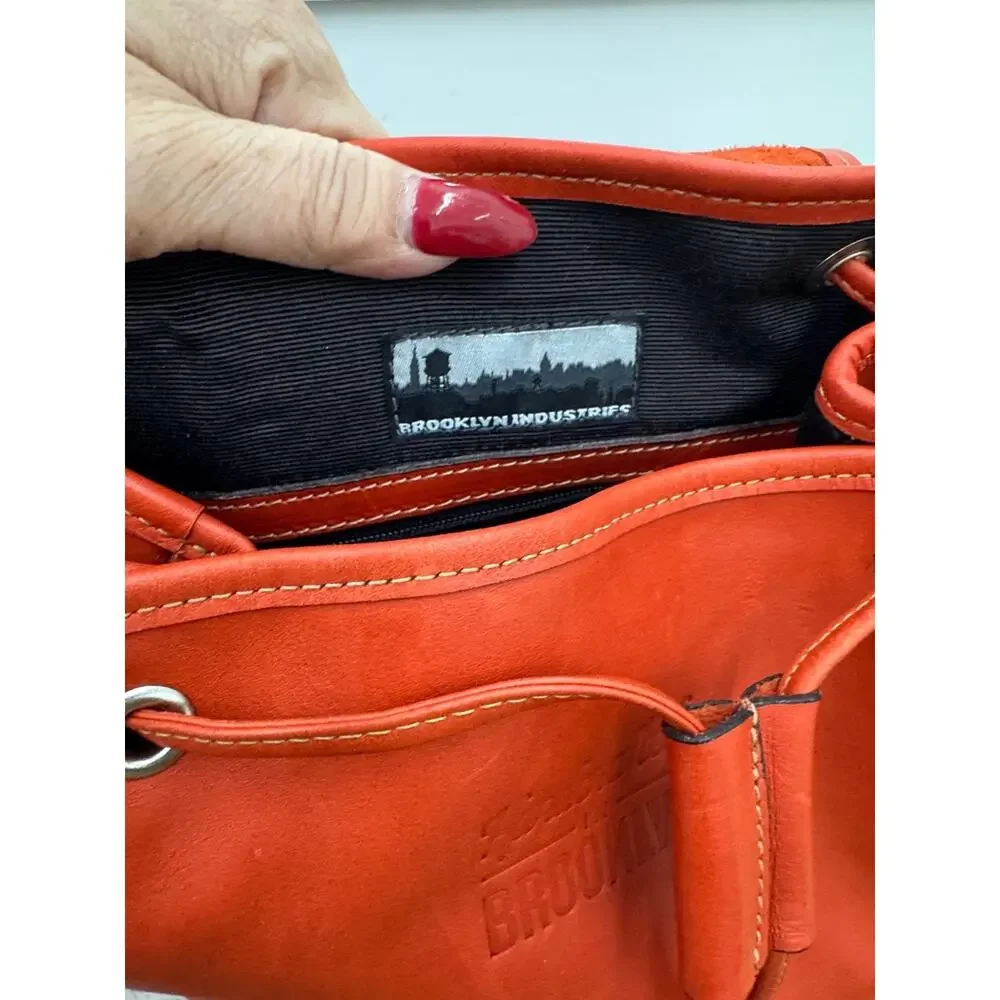 Brooklyn Industries Backpack ORANGE LEATHER BACKPACK (PU300THRIFTY